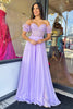 Load image into Gallery viewer, Lilac Corset A-Line Sweetheart Long Chiffon Prom Dress with Slit