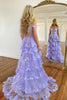 Load image into Gallery viewer, Lilac Off The Shoulder Tiered Prom Dress