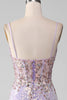 Load image into Gallery viewer, Lilac Sparkly Spaghetti Straps Mermaid Prom Dress with Slit