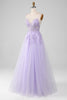 Load image into Gallery viewer, Sparkly Light Purple A-Line Spaghetti Straps Long Prom Dress With Beading