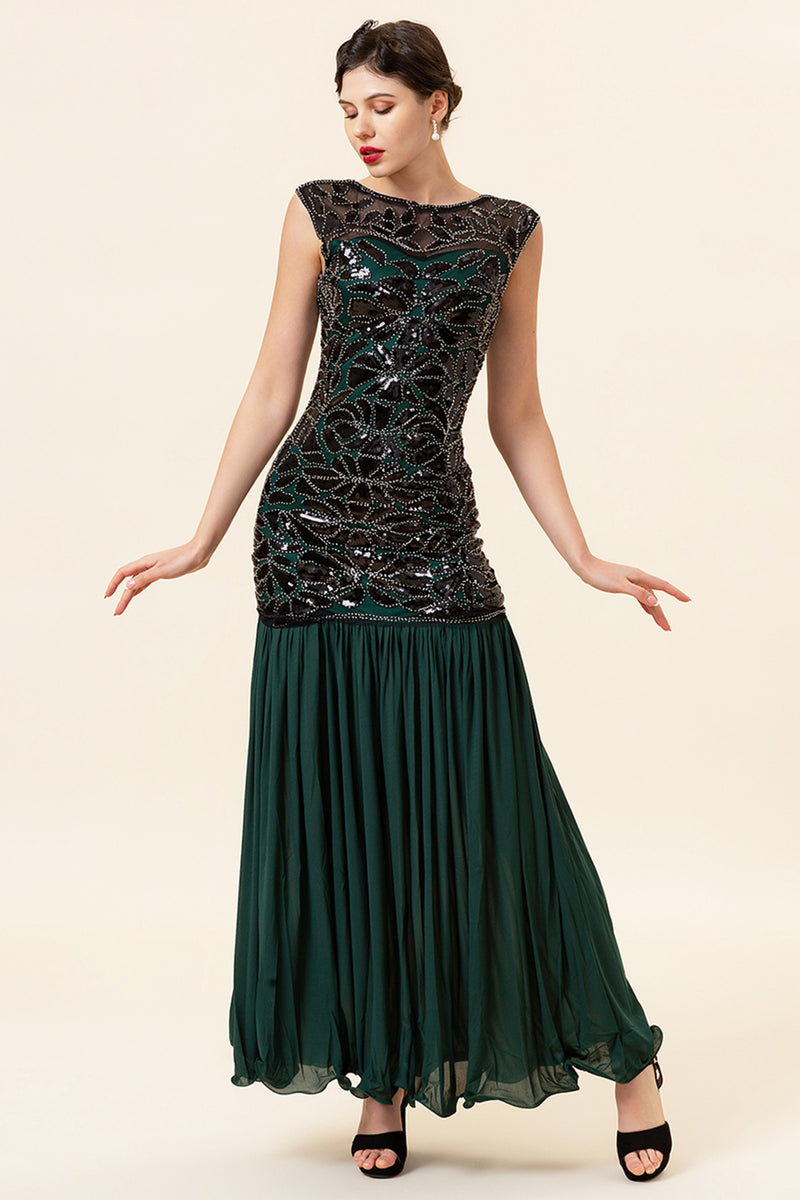 Load image into Gallery viewer, Dark Green Long Formal Dress with Sequins