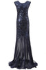 Load image into Gallery viewer, Navy Sequins 1920s Evening Party Dress