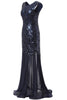 Load image into Gallery viewer, Navy Sequins 1920s Evening Party Dress