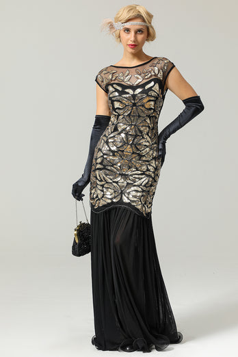 Navy Sequins 1920s Evening Party Dress