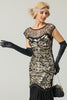 Load image into Gallery viewer, Black&amp;Gold 1920s Sequined Flapper Dress