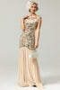 Load image into Gallery viewer, Champagne Sequins Round Neck 1920s Dress