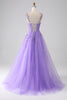 Load image into Gallery viewer, Lilac A-Line Spaghetti Straps Long Prom Dress with Appliques