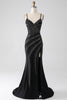 Load image into Gallery viewer, Mermaid Beaded Black Prom Dress with Slit