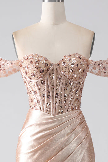 Mermaid Champagne Corset Prom Dress