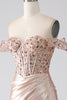 Load image into Gallery viewer, Mermaid Champagne Corset Prom Dress