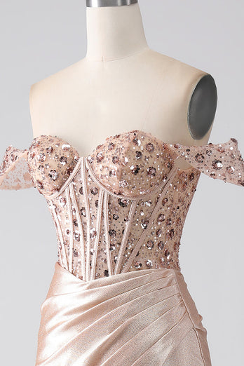 Mermaid Champagne Corset Prom Dress