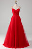 Load image into Gallery viewer, Spaghetti Straps A-Line Red Long Prom Dress wth Cross Criss Back