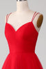 Load image into Gallery viewer, Spaghetti Straps A-Line Red Long Prom Dress wth Cross Criss Back