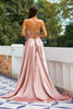 Load image into Gallery viewer, Pink A Line Satin Long Prom Dress With Slit