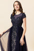 Load image into Gallery viewer, Sparkly Navy Beaded Long Formal Dress