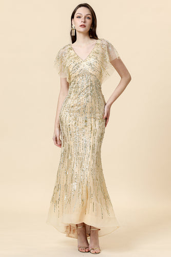 Mermaid Golden Beaded Prom Dress