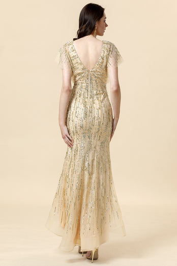 Mermaid Golden Beaded Prom Dress