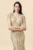 Load image into Gallery viewer, Mermaid Golden Beaded Prom Dress