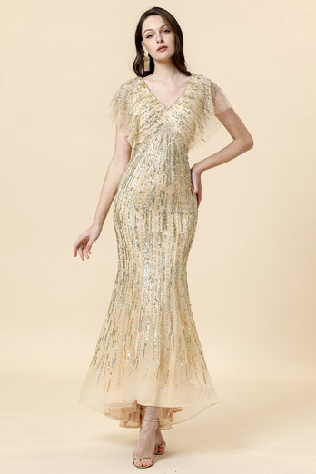 Mermaid Golden Beaded Prom Dress