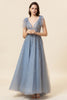 Load image into Gallery viewer, Sparkly Beaded Blue Long Tulle Prom Dress