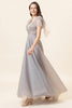 Load image into Gallery viewer, Sparkly Beaded Blue Long Tulle Prom Dress