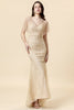 Load image into Gallery viewer, Mermaid Golden V-Neck Long Evening Dress