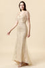 Load image into Gallery viewer, Mermaid Golden V-Neck Long Evening Dress