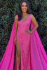 Load image into Gallery viewer, Orange Watteau Train Sequins Long Prom Dress