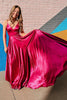 Load image into Gallery viewer, Simple A Line Spaghetti Straps Hot Pink Long Prom Dress with Slit