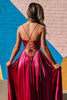 Load image into Gallery viewer, Simple A Line Spaghetti Straps Hot Pink Long Prom Dress with Slit