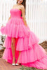 Load image into Gallery viewer, Blue A-Line High Low Strapless Homecoming Dress with Ruffles