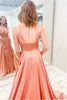 Load image into Gallery viewer, Blush V Neck Backless Long Prom Dress with Lace