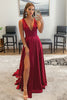 Load image into Gallery viewer, Blush V Neck Backless Long Prom Dress with Lace