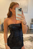 Load image into Gallery viewer, Sheath Black Strapless Sequins Prom Dress with Slit