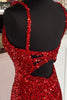 Load image into Gallery viewer, Sheath Spaghetti Straps Red Sequins Prom Dress with Split Front