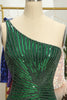 Load image into Gallery viewer, Glitter Dark Green One Shoulder Beaded Tight Homecoming Dress