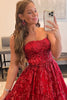 Load image into Gallery viewer, A Line Strapless Red Long Prom Dress