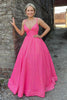 Load image into Gallery viewer, Sparkly Hot Pink Sequins A-Line Long Prom Dress