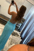 Load image into Gallery viewer, Sparkly Sky Blue Sequins Lace-Up Long Prom Dress with Slit