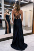 Load image into Gallery viewer, Spaghetti Straps Satin Black Prom Dress with Slit