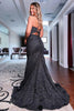 Load image into Gallery viewer, Black Spaghetti Straps Sequins Hollow-Out Mermaid Prom Dress