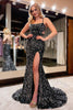 Load image into Gallery viewer, Sequins Lace-up Back Black Mermaid Prom Dress with Slit