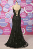 Load image into Gallery viewer, Mermaid Spaghetti Straps Black Sequins Long Prom Dress with Split Front