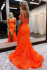 Load image into Gallery viewer, Orange Spaghetti Straps Mermaid Prom Dress