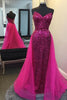 Load image into Gallery viewer, Sparkly Hot Pink Detachable Train Sequins Long Prom Dress