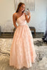 Load image into Gallery viewer, Light Pink One Shoulder Appliques Prom Dress with Pockets