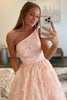 Load image into Gallery viewer, Light Pink One Shoulder Appliques Prom Dress with Pockets