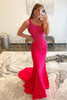 Load image into Gallery viewer, Hot Pink One Shoulder Mermaid Prom Dress