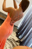 Load image into Gallery viewer, Orange Spaghetti Straps Blackless Mermaid Prom Dress