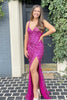 Load image into Gallery viewer, Orange Sparkly Mermaid V Neck Sequins Long Prom Dress